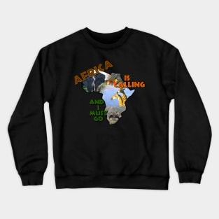 Africa Is Calling Wildlife Continent Collage Crewneck Sweatshirt